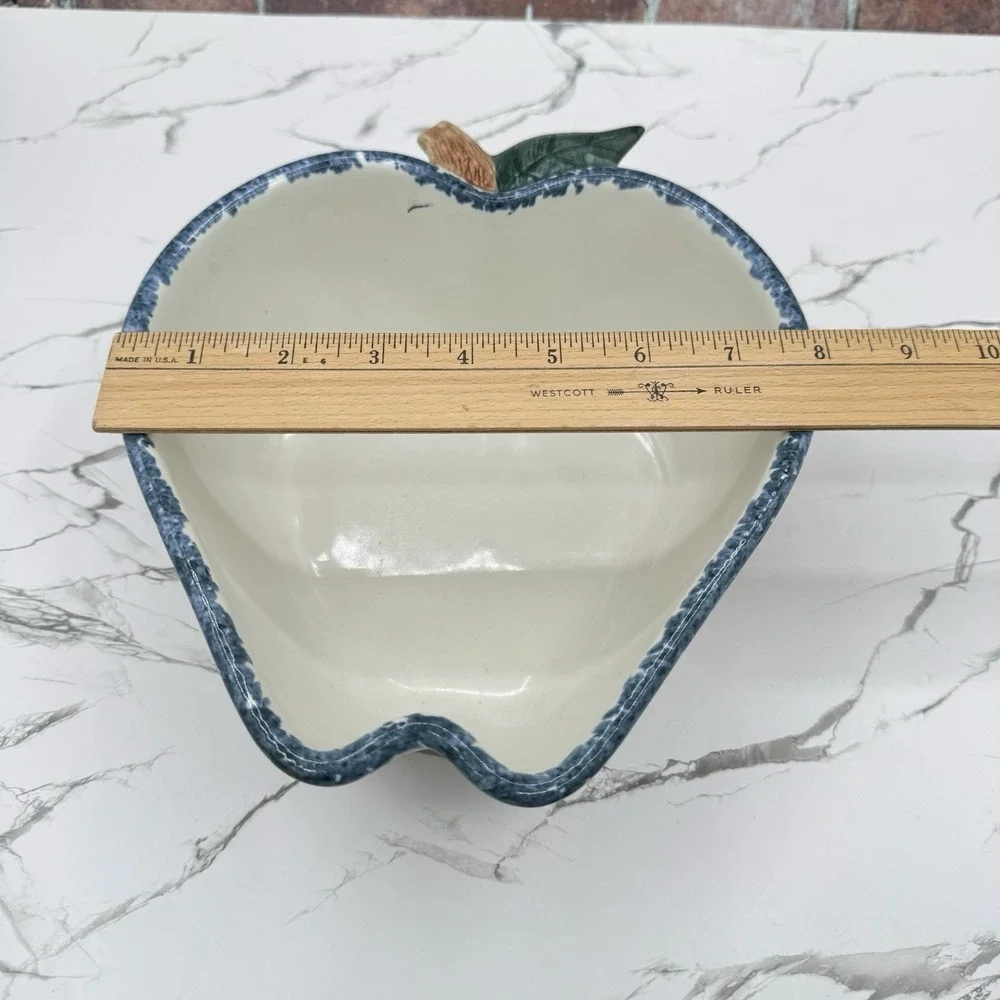 Vintage Chaparral Pottery Apple Baking Serving Dish Blue Spongeware Farmhouse‎